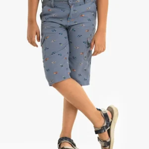 Blue Cotton Three Quarter Kids Pants For 2-11 Years Old Kids